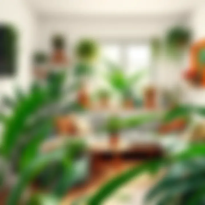 A serene living space filled with vibrant houseplants