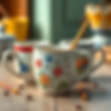 Finished DIY mugs showcasing creativity