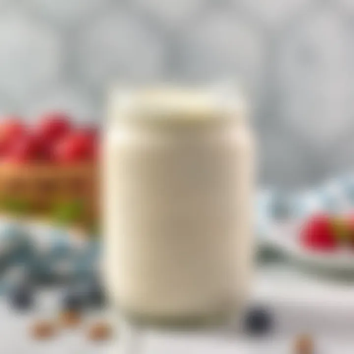 Lactose-free yogurt in a glass jar