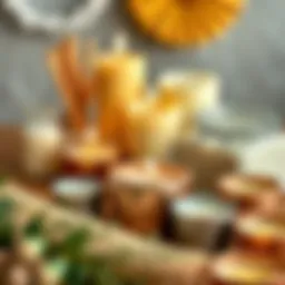 A beautifully arranged set of candle-making supplies including wax, wicks, and molds.