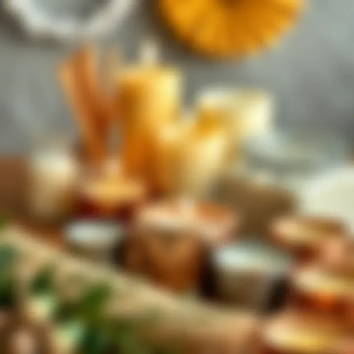 Candle-Making Supplies A beautifully arranged set of candle-making supplies including wax, wicks, and molds.