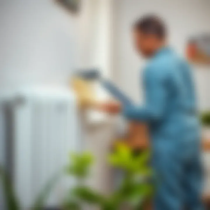 A person executing radiator cleaning method