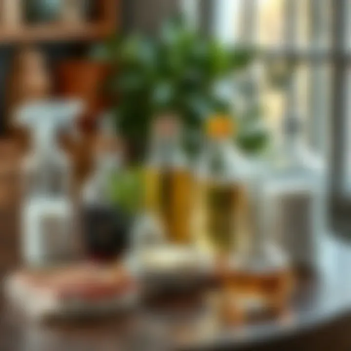 Natural cleaning ingredients on a table