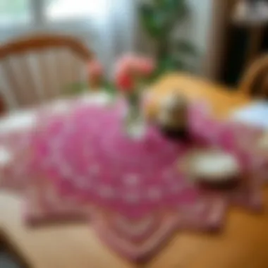 A Beautifully Finished Crochet Placemat on a Dining Table A beautifully finished crochet placemat on a dining table