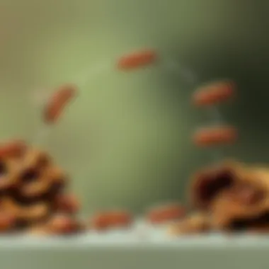 An illustration depicting the life cycle of fleas