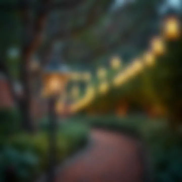 Pathway illumination showcasing decorative lanterns