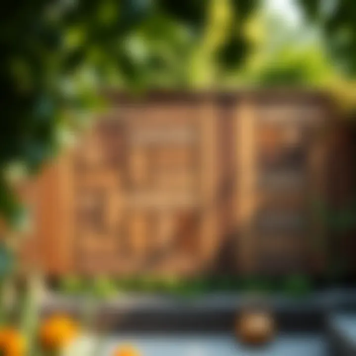 Artistic wooden garden wall with unique patterns