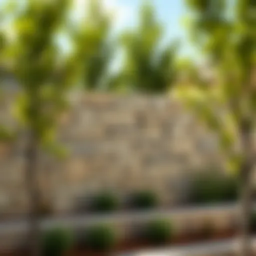 Modern garden wall design with natural stone