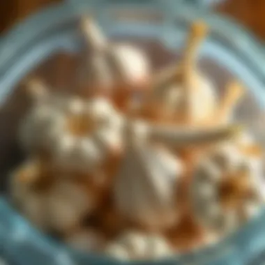 A close-up of garlic cloves in an airtight container