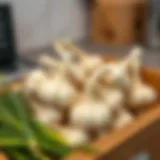 Fresh Garlic Bulbs in Kitchen Fresh garlic bulbs stored in a kitchen drawer