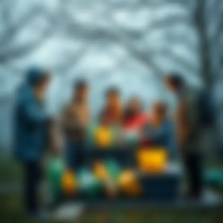 Community Involvement in Recycling Community members engaging in a recycling initiative