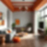 A beautifully designed interior showcasing the harmony between grey and terracotta tones