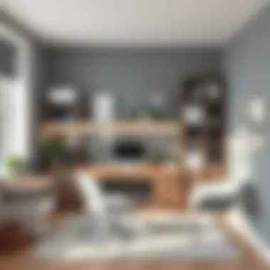 Creative workspace showcasing gray decor and organizational ideas