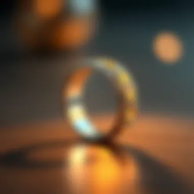 Close-up of a silver ring reflecting light