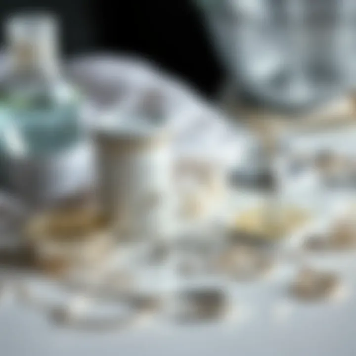 A clean surface with silver jewelry cleaning supplies arranged