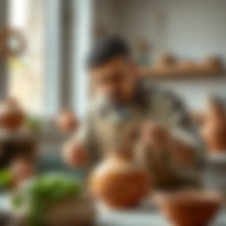 An artisan creating handmade pottery