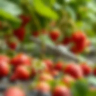 Harvesting fresh strawberries in a lush garden