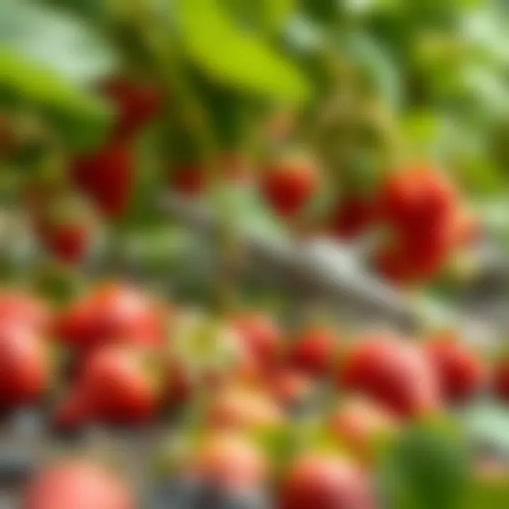 Harvesting fresh strawberries in a lush garden