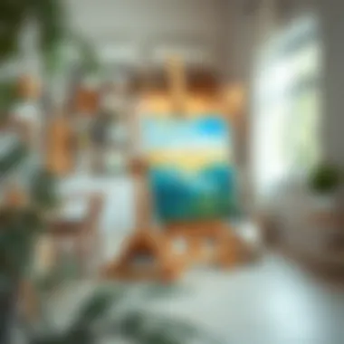 Artistic Expression through Painting A serene painting setup with easel and canvas