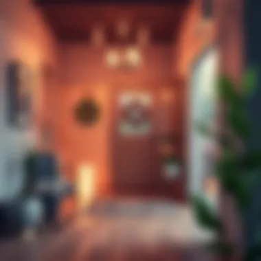 Inviting Cozy Entry Area Cozy entry area with warm lighting and decor