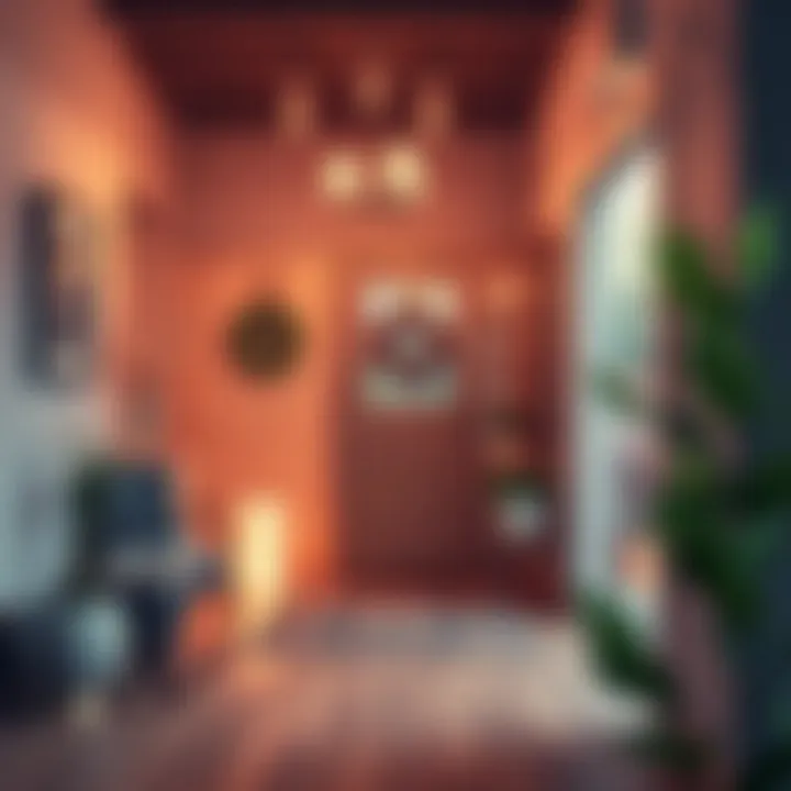 Inviting Cozy Entry Area Cozy entry area with warm lighting and decor