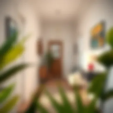 Chic Stylish Hallway Stylish hallway with modern furniture and plants