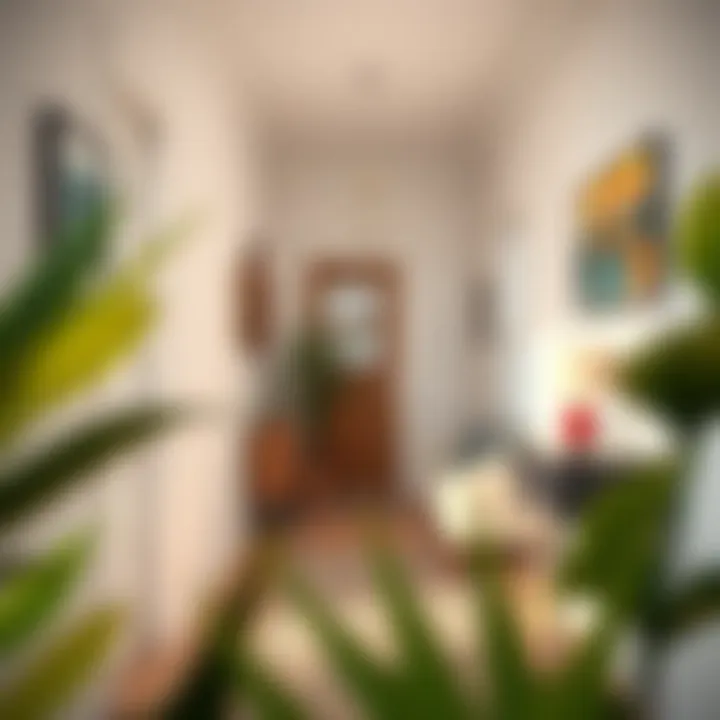 Chic Stylish Hallway Stylish hallway with modern furniture and plants