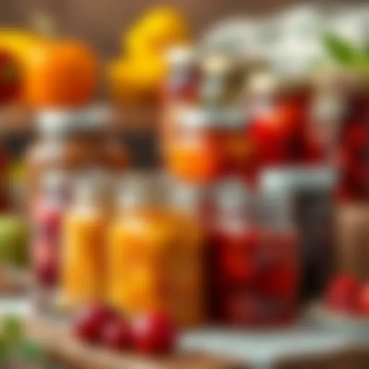 Homemade Preserves Showcase Beautifully arranged jars filled with homemade preserves