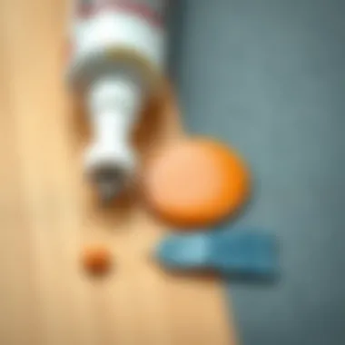 Close-up of Japanese adhesive applied on various materials