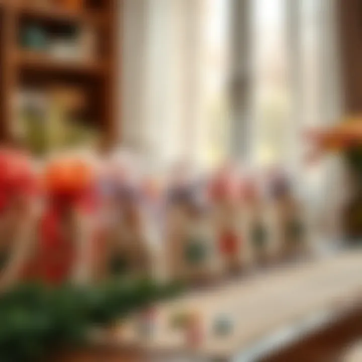 A beautifully arranged table showcasing gift pouches