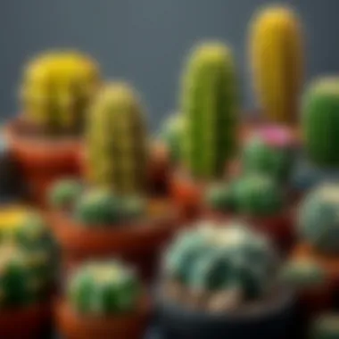A selection of various cactus species in ideal pot sizes for healthy growth.