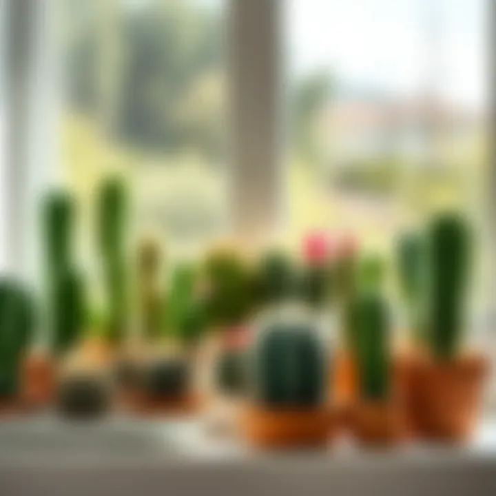 Assortment of Cacti on a Sunny Windowsill An assortment of different cactus species on a sunny windowsill