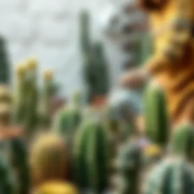 Gentle Watering of Cacti A gardener watering cacti with a gentle watering can