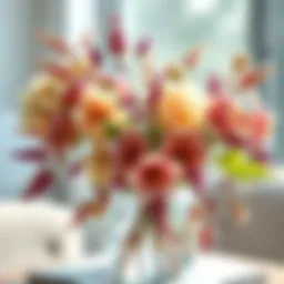 Elegant arrangement of preserved flowers in a modern vase