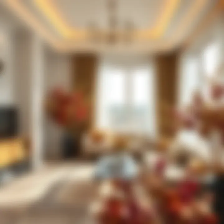 Stylish interior featuring preserved flowers enhancing the ambiance