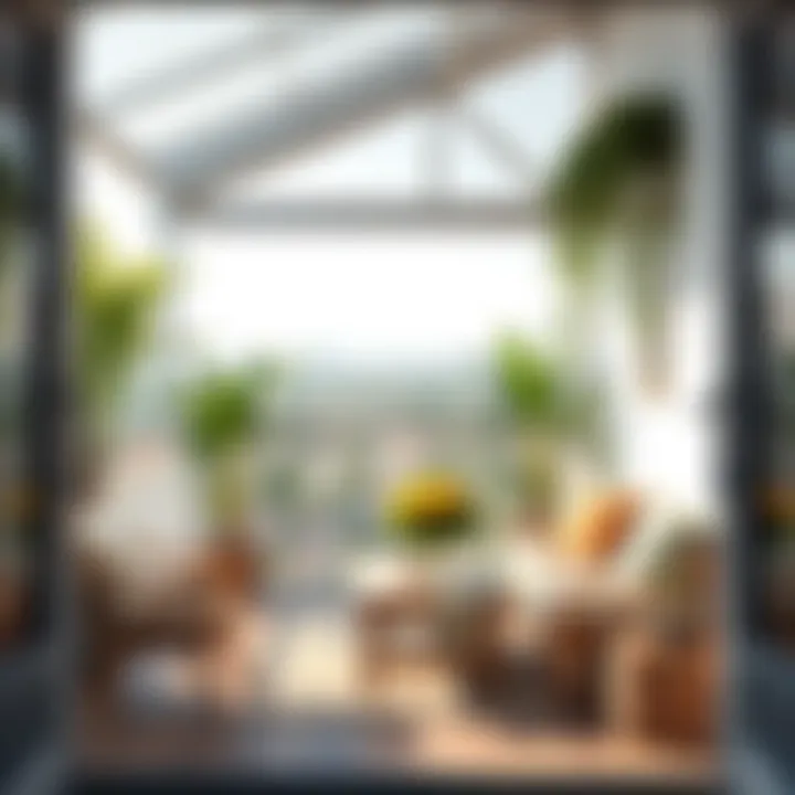 Stylish enclosed balcony with natural light and furnishings