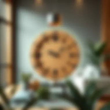 Modern Decor with Cardboard Clock Finished cardboard clock displayed in a modern decor setting