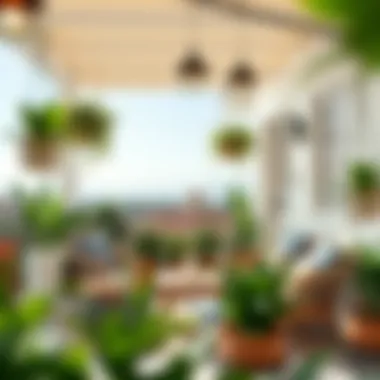 Sophisticated Outdoor Relaxation Space Elegant balcony adorned with outdoor furniture and plants