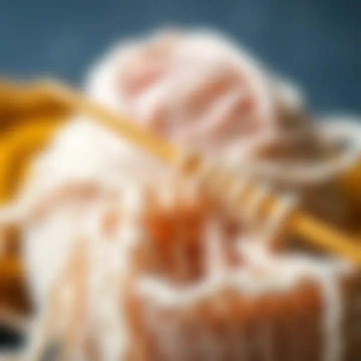 Knitting with Paper Yarn Close-up of knitting needles and paper yarn in action