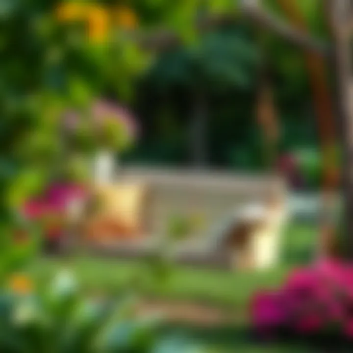 Swing Design in a Serene Garden Setting A beautifully crafted swing in a garden