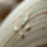 Close-up view of adhesive residue on fabric