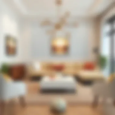 Living room decor featuring cream and contrasting colors