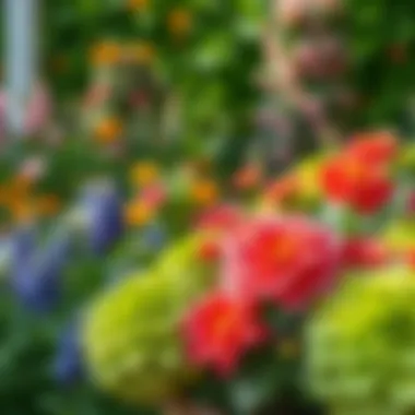 An outdoor garden featuring vibrant plants that harmonize beautifully with the soft green tones.