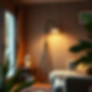 Vintage Floor Lamp in a Cozy Reading Nook A vintage floor lamp adding elegance to a cozy reading nook