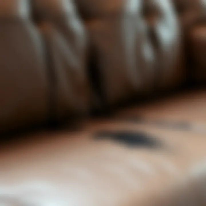 Leather sofa with ink stain