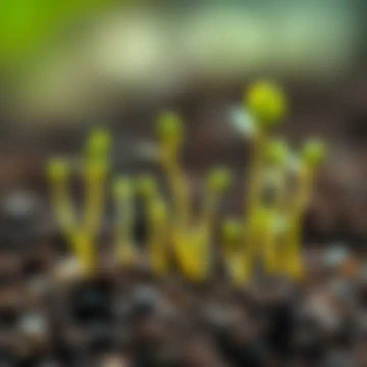 Healthy sprouts emerging from soil