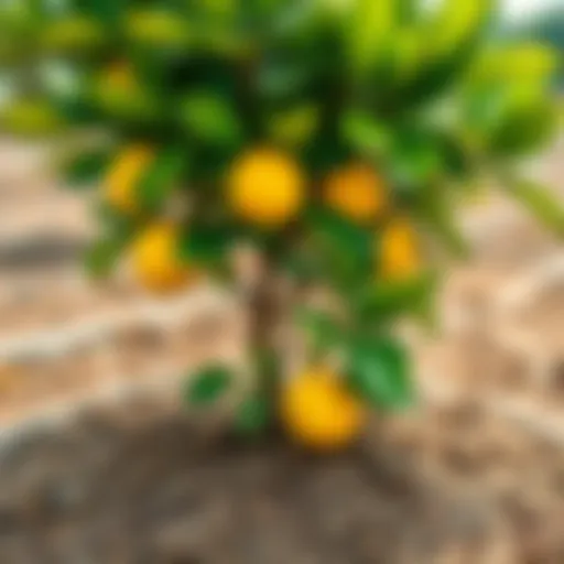 Lemon Tree Growth Lemon tree thriving in fertile soil