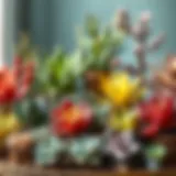 A vibrant collection of low-water plants showcasing a variety of colors and shapes.