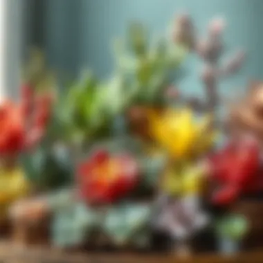 A vibrant collection of low-water plants showcasing a variety of colors and shapes.