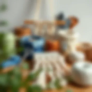 Variety of macrame materials and tools